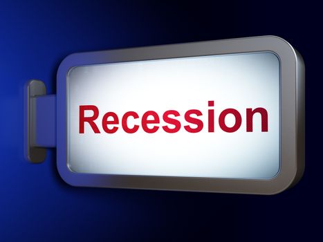 Business concept: Recession on advertising billboard background, 3D rendering