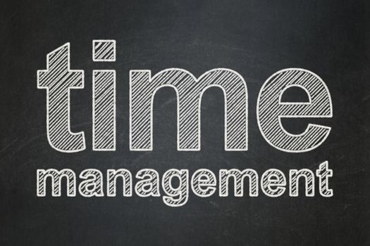 Timeline concept: text Time Management on Black chalkboard background
