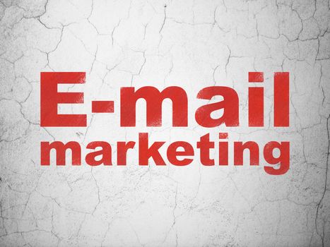 Marketing concept: Red E-mail Marketing on textured concrete wall background
