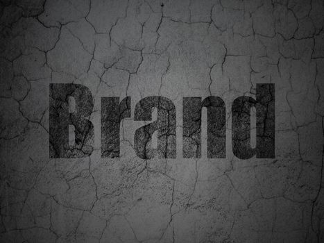 Advertising concept: Black Brand on grunge textured concrete wall background