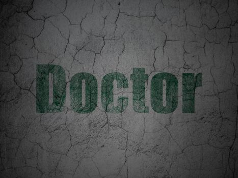 Health concept: Green Doctor on grunge textured concrete wall background