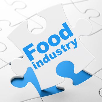 Industry concept: Food Industry on White puzzle pieces background, 3D rendering