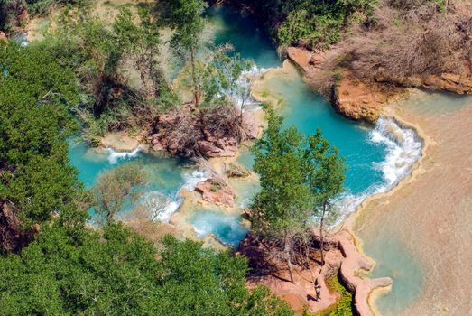 Pools at the bottom of the world famous Havasu Falls in Arizona