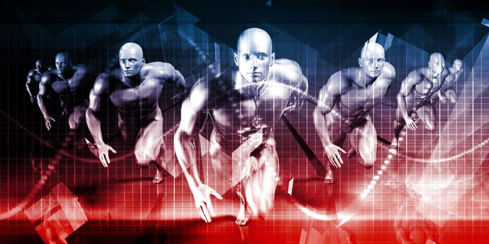 Future Background Abstract with People Running Ahead