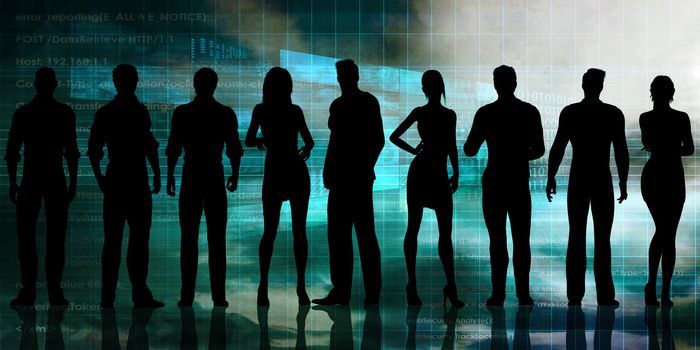 Business Executives Standing Against the Background as Art