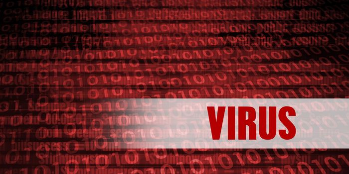 Virus Security Warning on Red Binary Technology Background