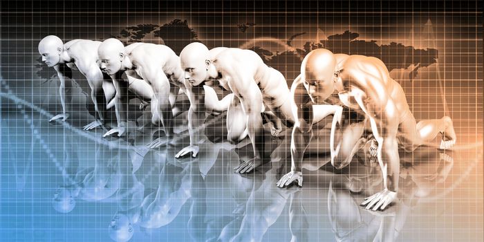 Futuristic Business Company with Robots Ready to Compete