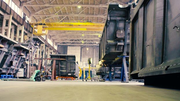 The workshop producing the bodies for trucks