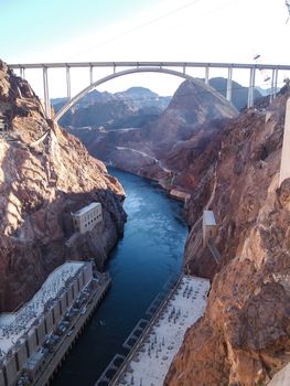 View of Hoover Dam in Nevada, USA