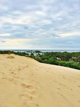 Dune of Pilat, beautiful landscape. Dune du Pilat, the tallest sand dune in Europe, located in the Arcachon Bay area, France.