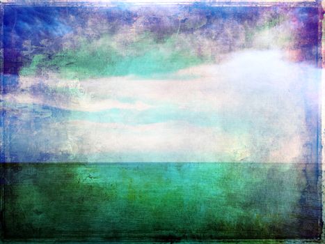 Abstract vibrant image of sea and sky. Canvas texture.