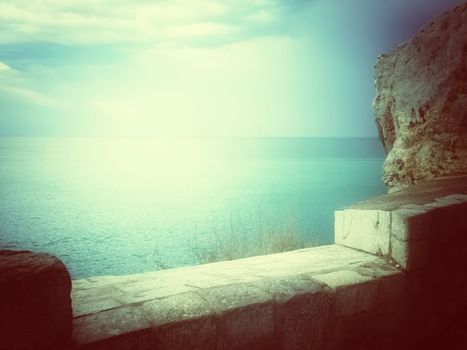 View over the sea and sky in mystical green light.