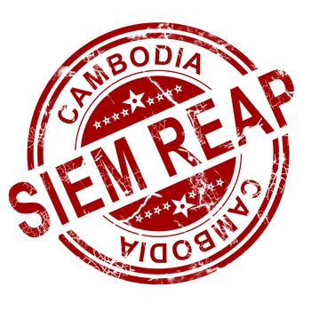 Red Siem Reap stamp with white background, 3D rendering