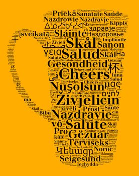 Word Cheers in different languages word cloud concept