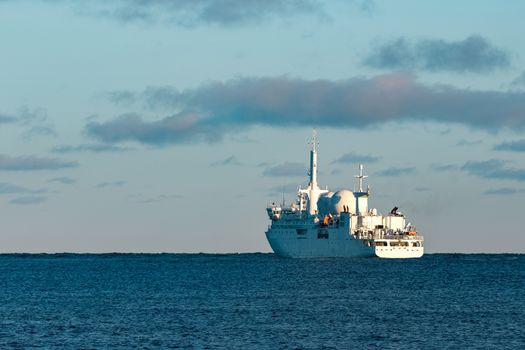 White military comander vessel sailing to Baltic sea