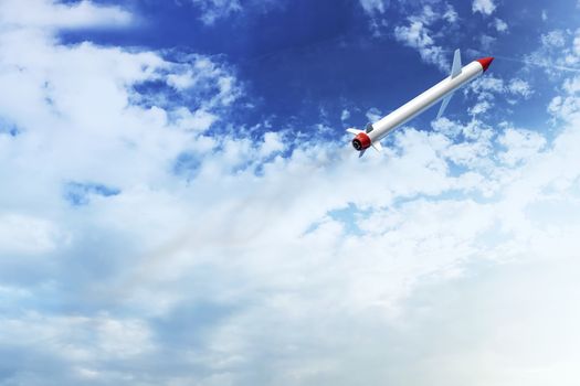 Cruise missile flying in the sky 