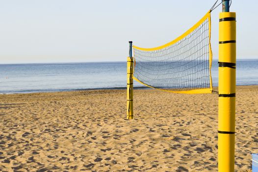 Beach volleyball on the sand of Amoudara beach in Crete