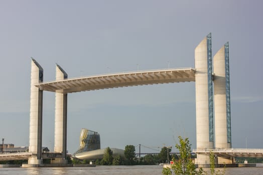 Bordeaux, Gironde, FRANCE - May 27: View of La Cite du Vin Building and Bridge Chaban Delmas in Bordeaux on May 27, 2017