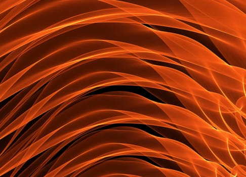 abstract red orange smoke waves over black background.