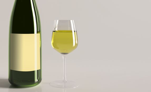 wine bottle and wine glass closeup