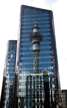 Auckland New Zealand City View Tower Reflection