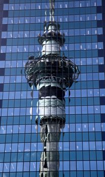 Auckland New Zealand City View Tower Reflection