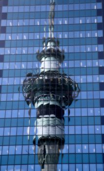 Auckland New Zealand City View Tower Reflection