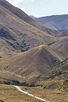 Lindis Pass New Zealand Valley road to Mount Cook