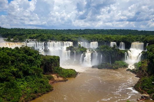 iguazu falls national park. tropical waterfalls and rainforest landscape