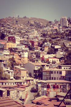 Colorful old houses in valparaiso city, Chile