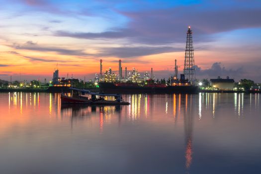 Oil Refinery at Twilight in Bangkok, Thailand