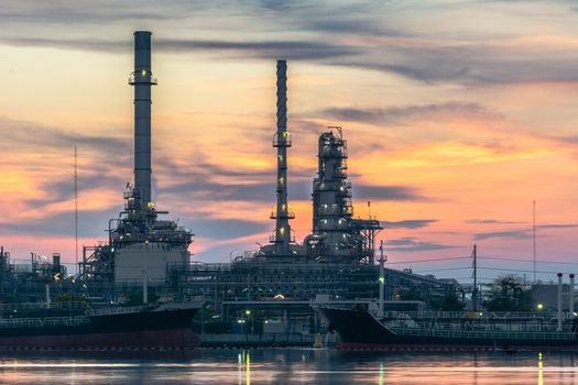 Oil Refinery at Twilight in Bangkok, Thailand