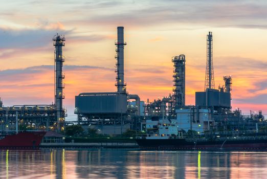 Oil Refinery at Twilight in Bangkok, Thailand