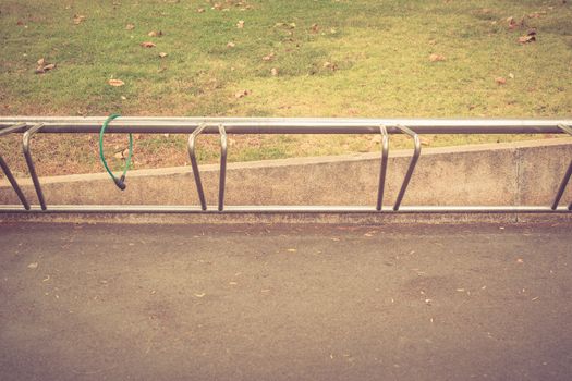 selective focus bikes parked in the park tone vintage