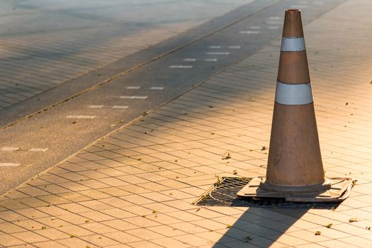 Funnel on tile road background