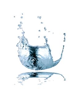 Nice abstract blue water splash on white background. Isolated with clipping path