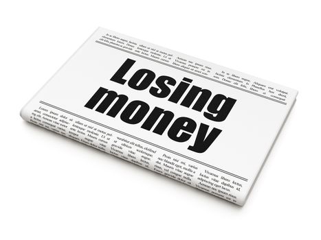 Banking concept: newspaper headline Losing Money on White background, 3D rendering
