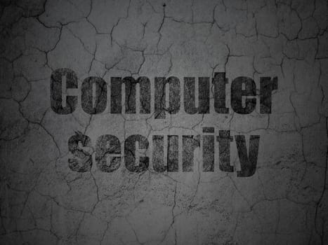 Security concept: Black Computer Security on grunge textured concrete wall background