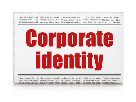 Business concept: newspaper headline Corporate Identity on White background, 3D rendering