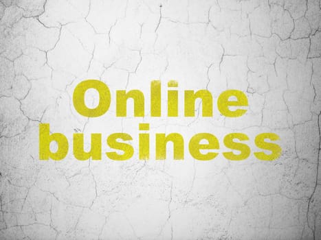 Business concept: Yellow Online Business on textured concrete wall background