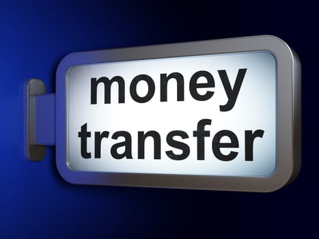 Business concept: Money Transfer on advertising billboard background, 3D rendering