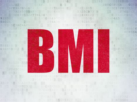 Healthcare concept: Painted red word BMI on Digital Data Paper background