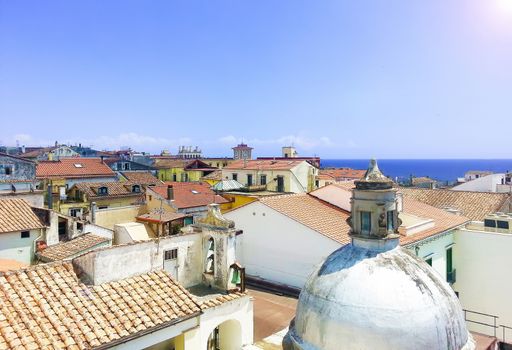 Rooftops of the town in Salerno, Italy. Along the Amalfi Coast.