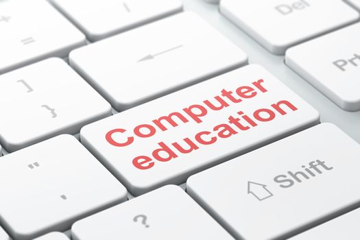 Studying concept: computer keyboard with word Computer Education, selected focus on enter button background, 3D rendering