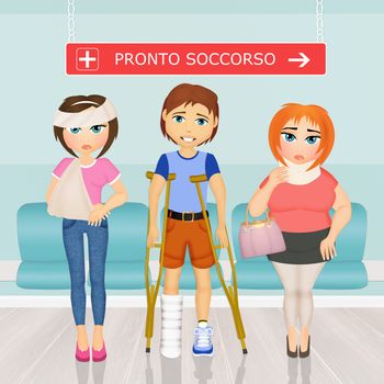 illustration of people in the emergency room