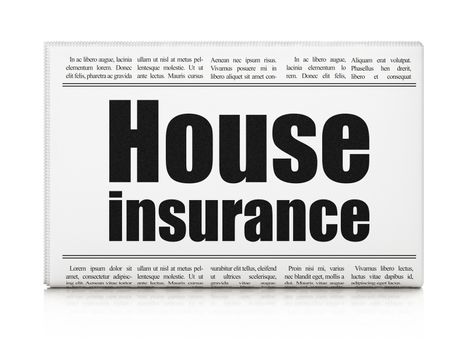 Insurance concept: newspaper headline House Insurance on White background, 3D rendering