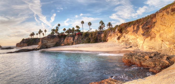 Sunset view of Treasure Island Beach at the Montage in Laguna Beach, California, United States