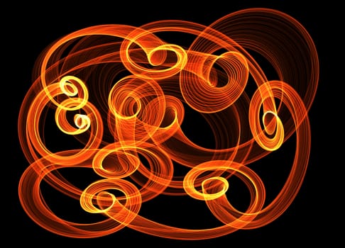 glowing red orange curved lines over dark Abstract Background. Illustration