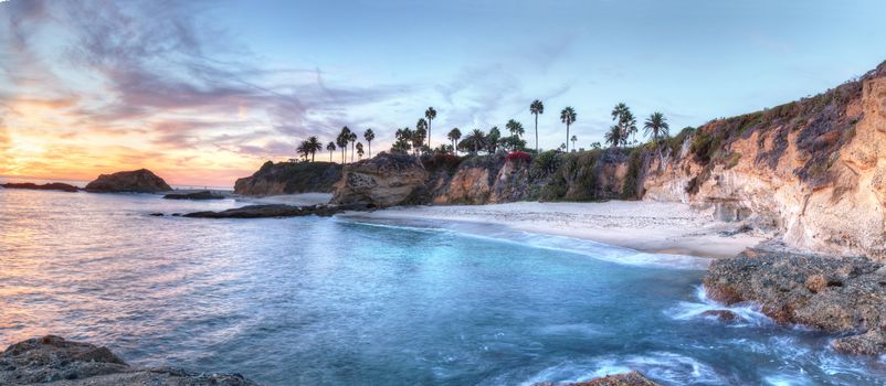 Sunset view of Treasure Island Beach at the Montage in Laguna Beach, California, United States