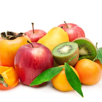 Set of fruits isolated on white background